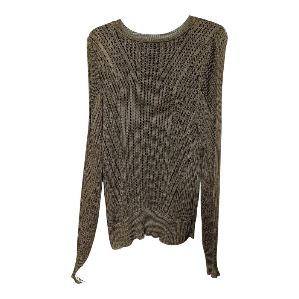 Rag & Bone Olive Green Slinky Pointelle Open Knit Lined Sweater Womens Size M - Picture 3 of 10
